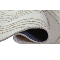 Delma 5x7 Medium Area Rug, Flowing Abstract Pattern, Green and Ivory Wool - BM355572