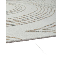 Delma 5x7 Medium Area Rug, Flowing Abstract Pattern, Green and Ivory Wool - BM355572