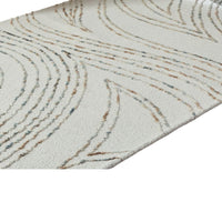Delma 5x7 Medium Area Rug, Flowing Abstract Pattern, Green and Ivory Wool - BM355572