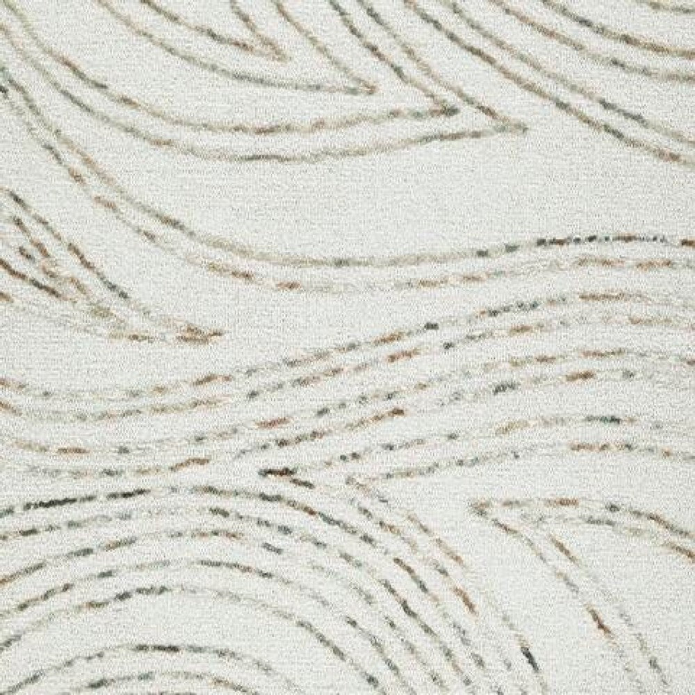Delma 5x7 Medium Area Rug, Flowing Abstract Pattern, Green and Ivory Wool - BM355572