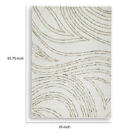 Delma 5x7 Medium Area Rug, Flowing Abstract Pattern, Green and Ivory Wool - BM355572