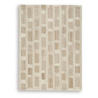 Lisa 5x7 Medium Area Rug, Stripe Pattern, White and Brown Wool Polyester - BM355573