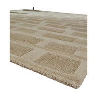 Lisa 5x7 Medium Area Rug, Stripe Pattern, White and Brown Wool Polyester - BM355573