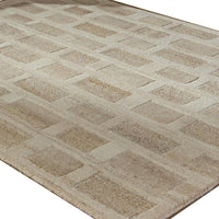 Lisa 5x7 Medium Area Rug, Stripe Pattern, White and Brown Wool Polyester - BM355573