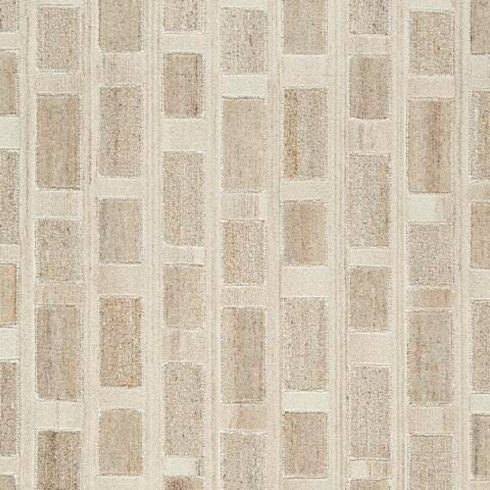 Lisa 5x7 Medium Area Rug, Stripe Pattern, White and Brown Wool Polyester - BM355573
