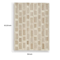 Lisa 5x7 Medium Area Rug, Stripe Pattern, White and Brown Wool Polyester - BM355573