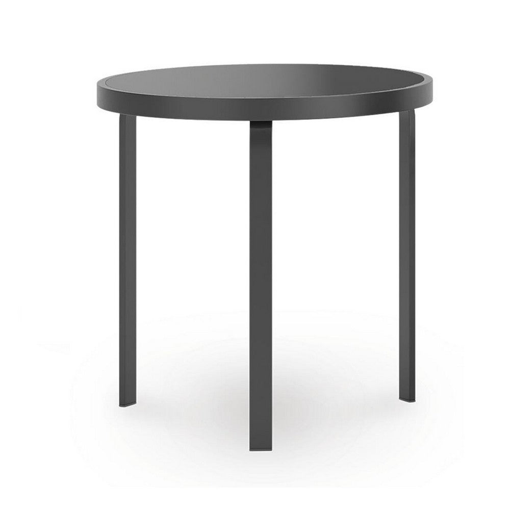 Dori 3pc Coffee Table and 2 End Table Set, Round Glass Top, Matte Black - BM355574