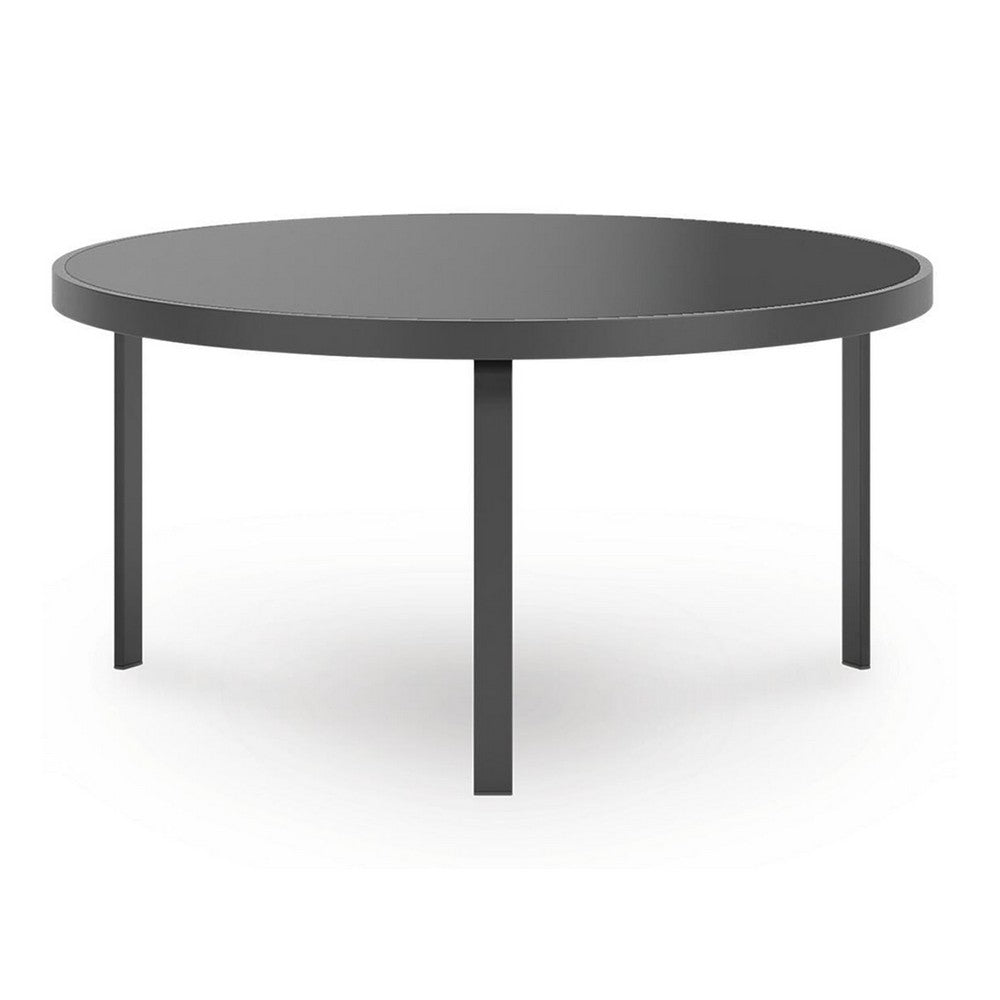 Dori 3pc Coffee Table and 2 End Table Set, Round Glass Top, Matte Black - BM355574