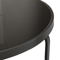 Dori 3pc Coffee Table and 2 End Table Set, Round Glass Top, Matte Black - BM355574