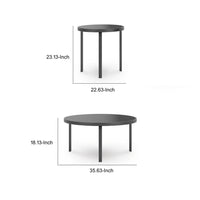Dori 3pc Coffee Table and 2 End Table Set, Round Glass Top, Matte Black - BM355574
