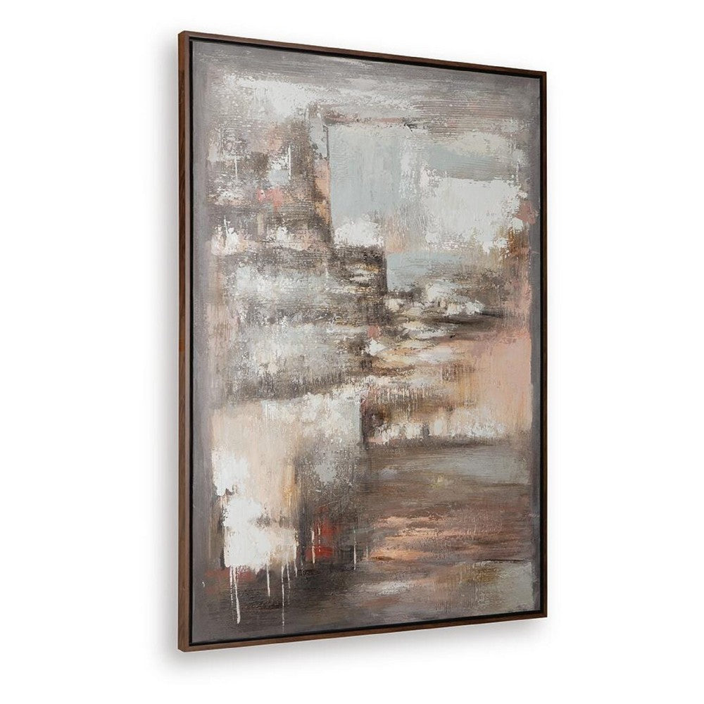Fore Wall Art, Abstract Painting, Hand Painted Canvas, Tan and Blue 40x56 - BM355575