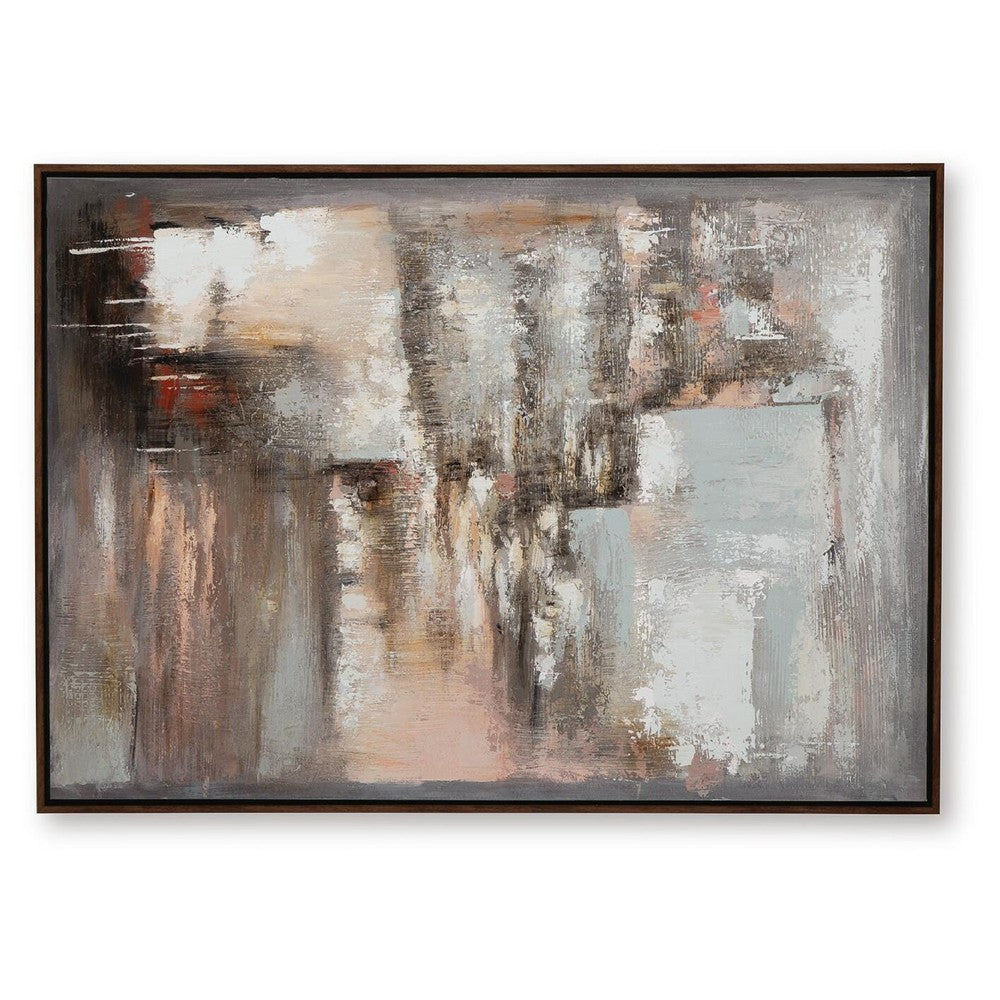 Fore Wall Art, Abstract Painting, Hand Painted Canvas, Tan and Blue 40x56 - BM355575