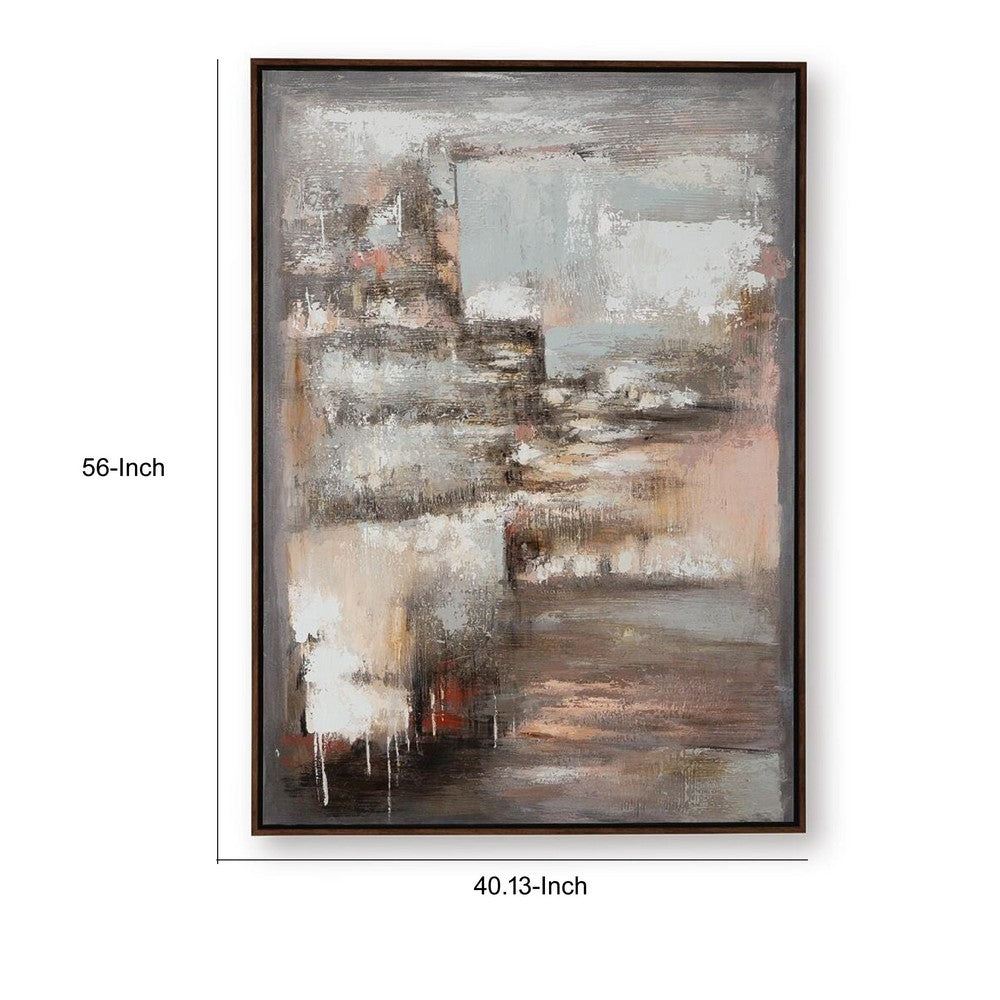 Fore Wall Art, Abstract Painting, Hand Painted Canvas, Tan and Blue 40x56 - BM355575
