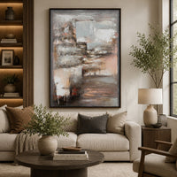 Fore Wall Art, Abstract Painting, Hand Painted Canvas, Tan and Blue 40x56 - BM355575
