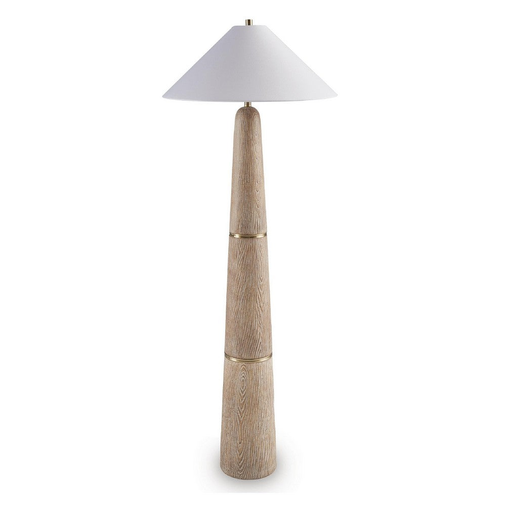 Parl Floor Lamp, Empire Shade, Conical Body, Brown Polyresin 68 Inch - BM355576