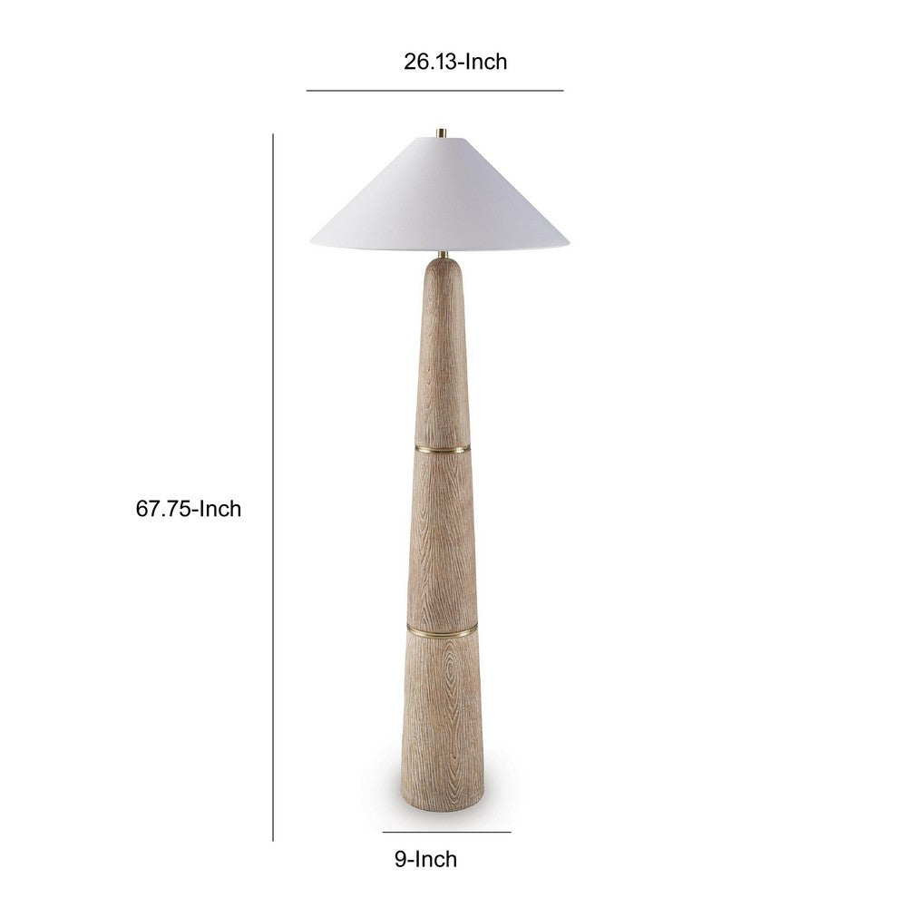 Parl Floor Lamp, Empire Shade, Conical Body, Brown Polyresin 68 Inch - BM355576