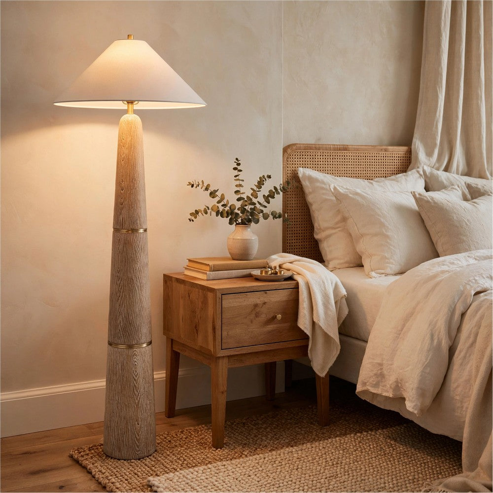 Parl Floor Lamp, Empire Shade, Conical Body, Brown Polyresin 68 Inch - BM355576