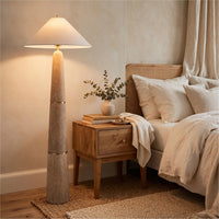 Parl Floor Lamp, Empire Shade, Conical Body, Brown Polyresin 68 Inch - BM355576