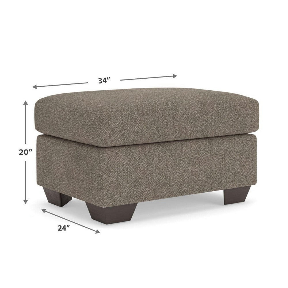 Teu Accent Ottoman, Poly Fiber Foam Seat, Suede Brown Polyester, 34 Inch - BM355578
