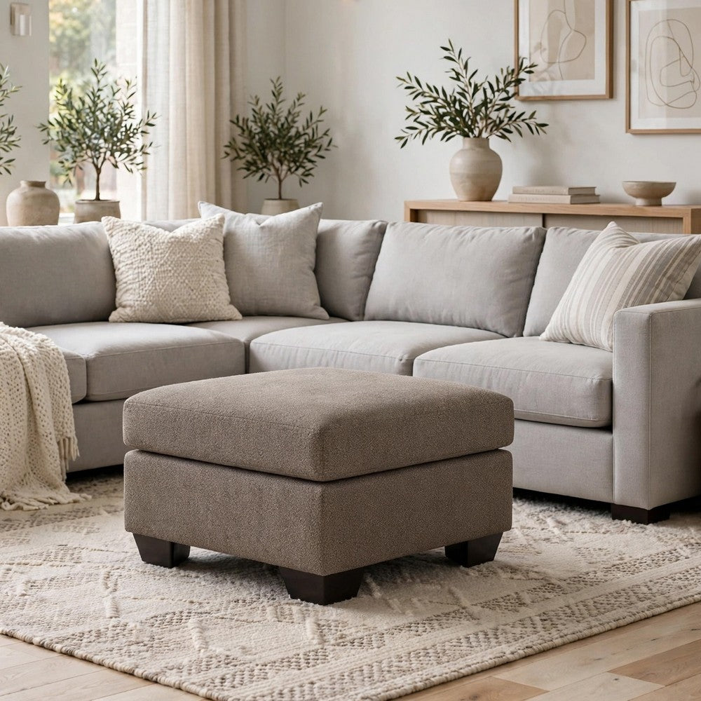 Teu Accent Ottoman, Poly Fiber Foam Seat, Suede Brown Polyester, 34 Inch - BM355578