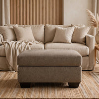 Teu Accent Ottoman, Poly Fiber Foam Seat, Suede Brown Polyester, 34 Inch - BM355578