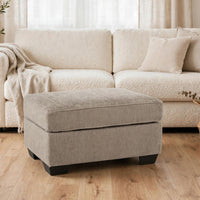 Oly Accent Ottoman, Foam Seat, Mocha Brown Polyester, Black Legs 34 Inch - BM355579