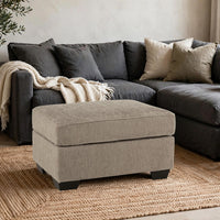 Oly Accent Ottoman, Foam Seat, Mocha Brown Polyester, Black Legs 34 Inch - BM355579