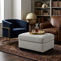 Gesi Accent Ottoman, Boxed Seat, Foam Fill Smoke Gray Corduroy 34 Inch - BM355583