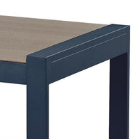 Eina Outdoor Square End Table, Wood-Look Brown HDPE, Blue Aluminum 24 Inch-BM355596