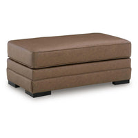 Vile Oversized Ottoman Bench, Caramel Brown Faux Leather, Black 44 Inch-BM355597