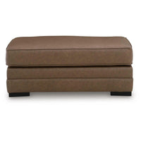 Vile Oversized Ottoman Bench, Caramel Brown Faux Leather, Black 44 Inch-BM355597