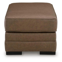 Vile Oversized Ottoman Bench, Caramel Brown Faux Leather, Black 44 Inch-BM355597
