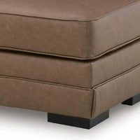Vile Oversized Ottoman Bench, Caramel Brown Faux Leather, Black 44 Inch-BM355597