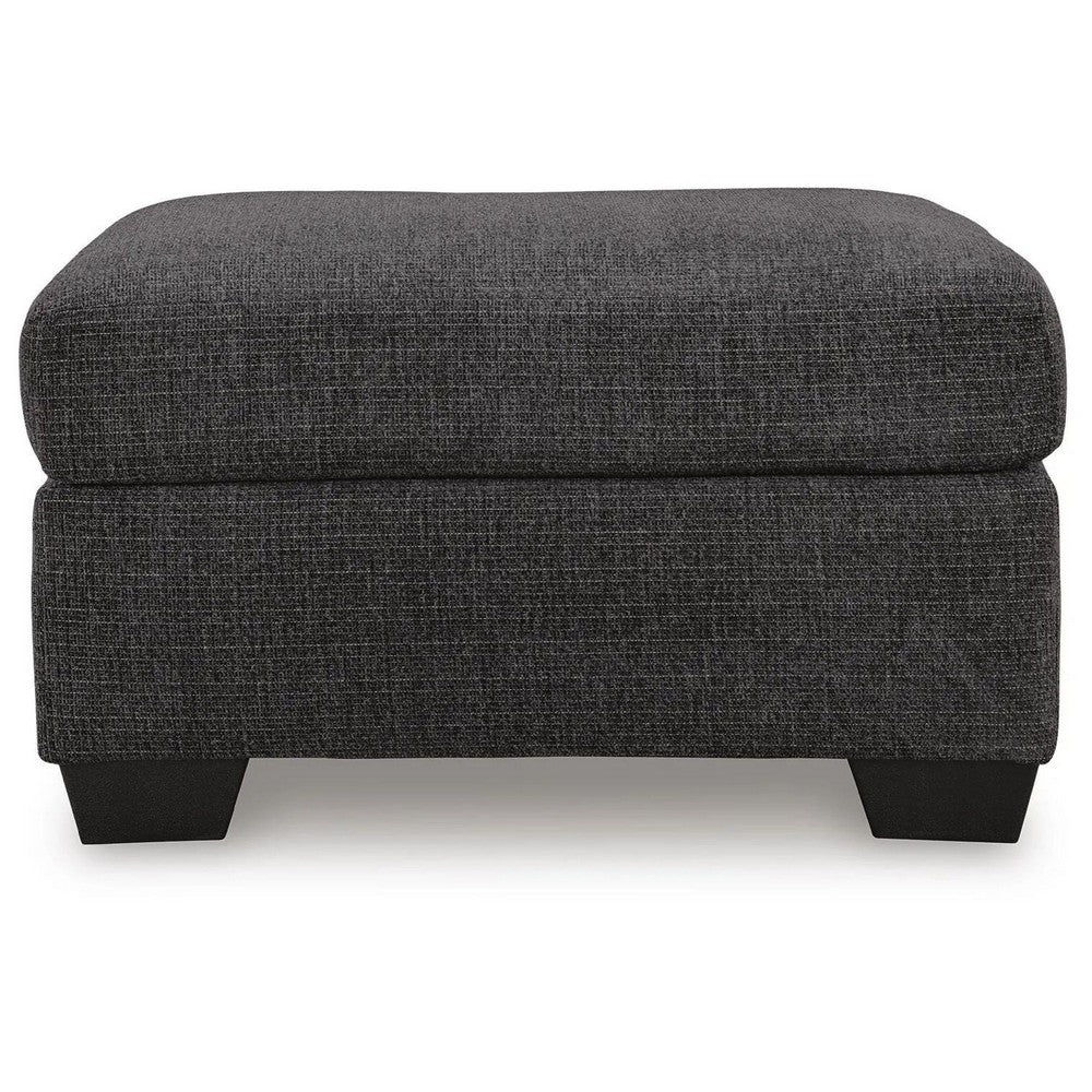 Lorry Accent Ottoman, Foam Seat Cushion, Textured Black Polyester 34 Inch - BM355598