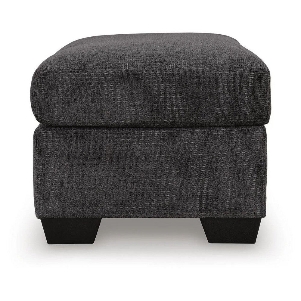 Lorry Accent Ottoman, Foam Seat Cushion, Textured Black Polyester 34 Inch - BM355598