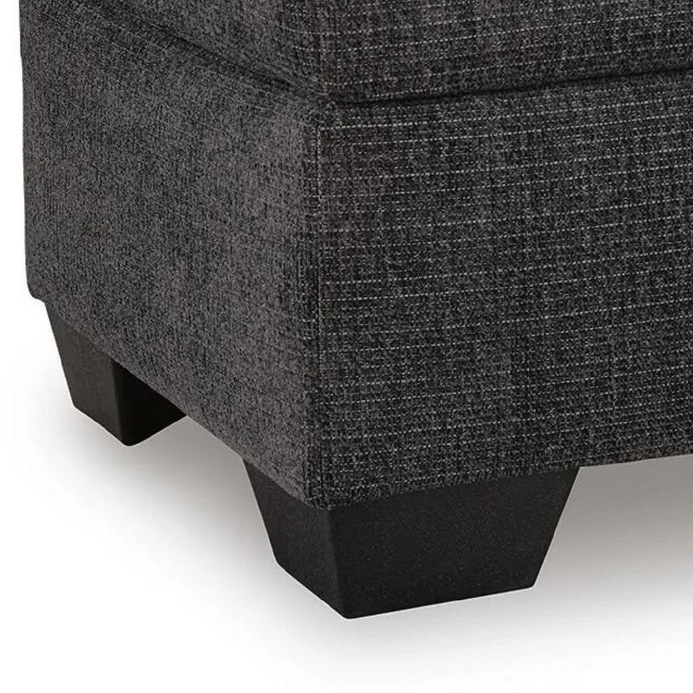 Lorry Accent Ottoman, Foam Seat Cushion, Textured Black Polyester 34 Inch - BM355598