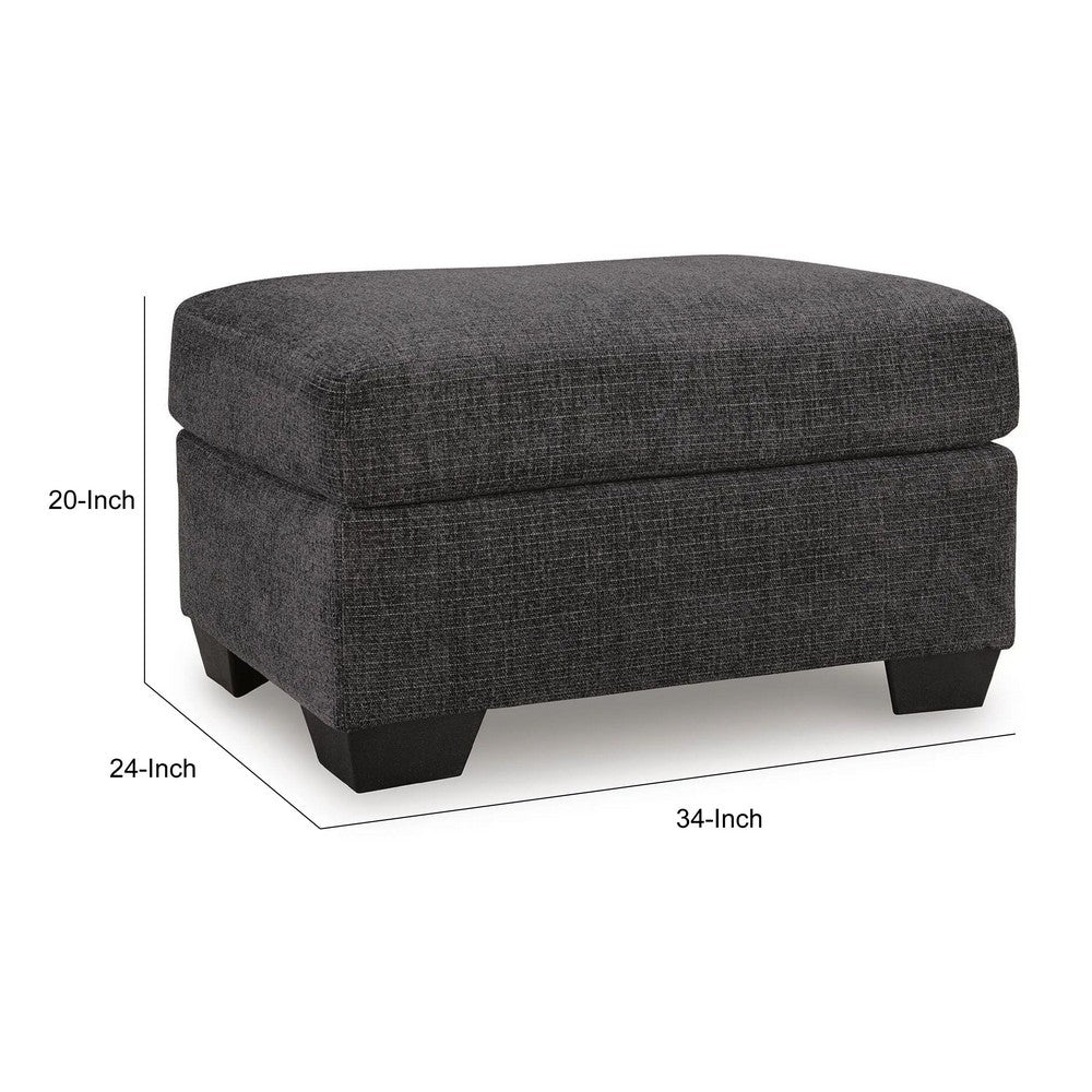 Lorry Accent Ottoman, Foam Seat Cushion, Textured Black Polyester 34 Inch - BM355598