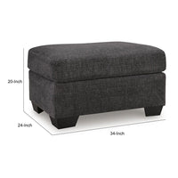 Lorry Accent Ottoman, Foam Seat Cushion, Textured Black Polyester 34 Inch - BM355598