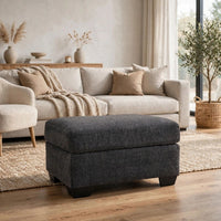 Lorry Accent Ottoman, Foam Seat Cushion, Textured Black Polyester 34 Inch - BM355598