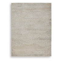 Bina 5x7 Medium Area Rug, Trellis Pattern, Beige, Brown Polyester