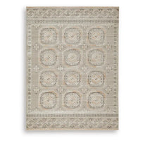 Baku 5x7 Medium Area Rug, Medallion Motif, Ivory Polypropylene Polyester