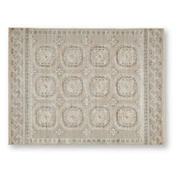 Baku 5x7 Medium Area Rug, Medallion Motif, Ivory Polypropylene Polyester