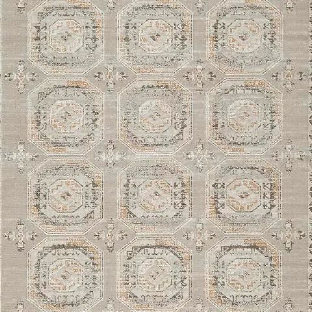 Baku 5x7 Medium Area Rug, Medallion Motif, Ivory Polypropylene Polyester