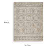 Baku 5x7 Medium Area Rug, Medallion Motif, Ivory Polypropylene Polyester