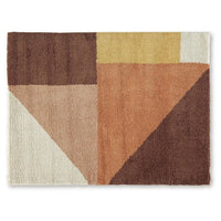 Mona 5x7 Geometric Medium Area Rug w Shag, 30mm Pile, Pink, Brown