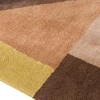 Mona 5x7 Geometric Medium Area Rug w Shag, 30mm Pile, Pink, Brown