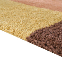 Mona 5x7 Geometric Medium Area Rug w Shag, 30mm Pile, Pink, Brown
