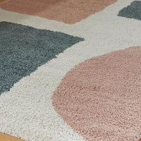 Fyna 5x7 Geometric Medium Area Rug w Shag, 30mm Pile, Gray, Brown
