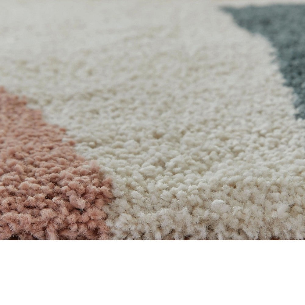 Fyna 5x7 Geometric Medium Area Rug w Shag, 30mm Pile, Gray, Brown