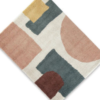 Fyna 5x7 Geometric Medium Area Rug w Shag, 30mm Pile, Gray, Brown